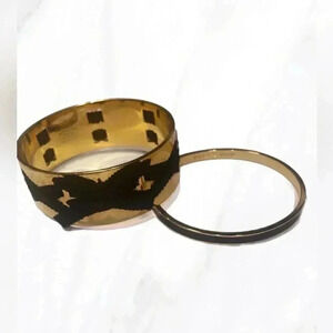 Lot of 2 Kate Spade black gold day 2 night stylish trendy statement bracelets OS